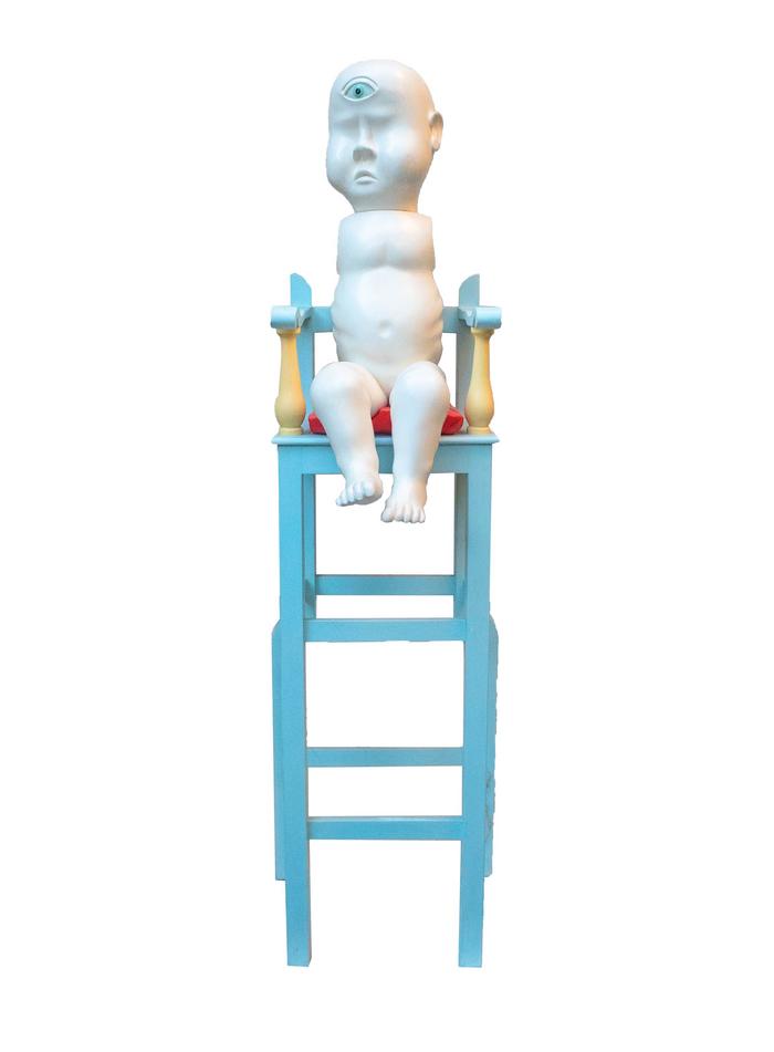 Presente in prestito dal futuro (dettaglio), 2014, legno intagliato, stuccato e dipinto a mano, 155 x 45 x 35 cm